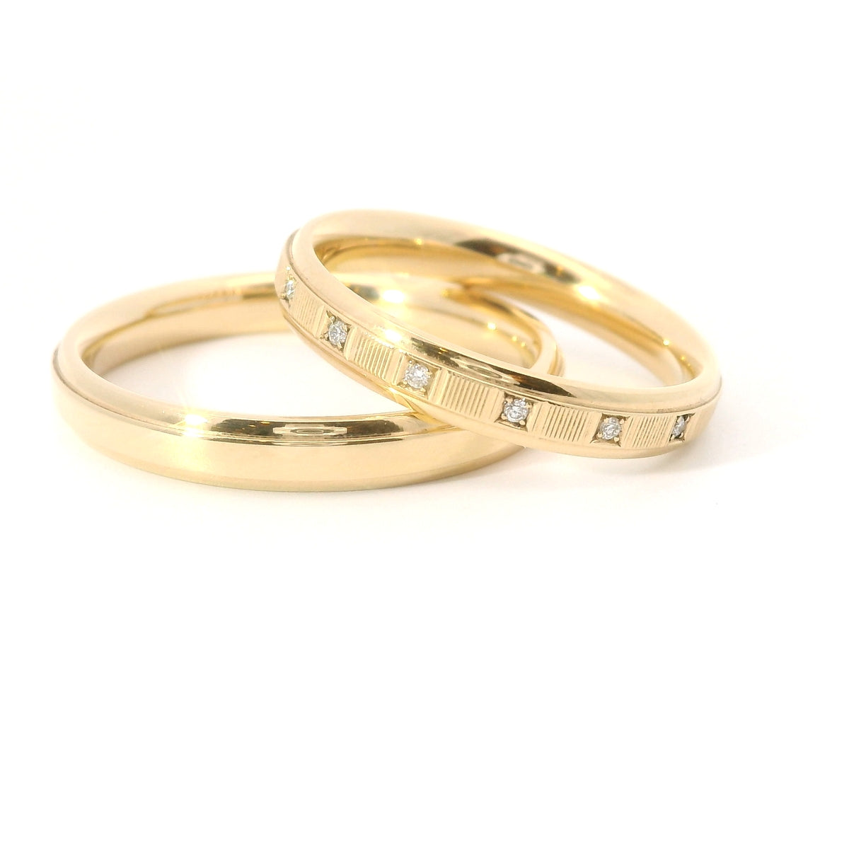 Ehering Damen 585 Roségold mit 15 natürlichen Brillanten und geometrischem Muster | Max Kemper – Made in Germany | Artikelnummer 37204-041