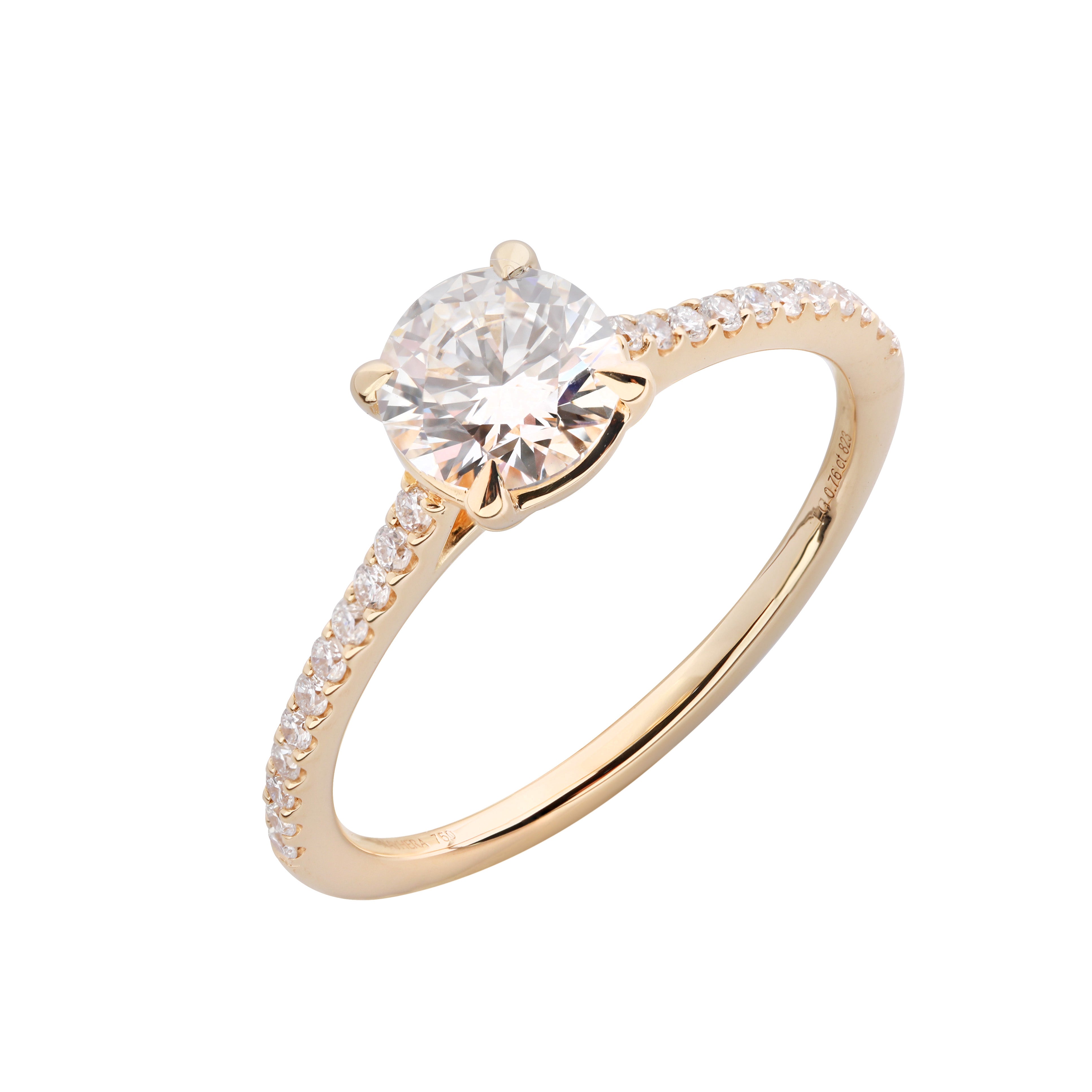 Ring Nizza von Nayhera mit rundem Labordiamanten (IGI-zertifiziert) und 22 seitlichen Brillanten in 750 Gold