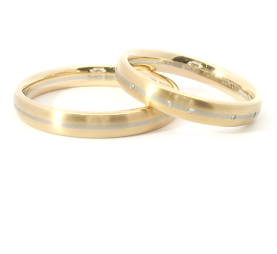 Ehering Herren 585 Roségold mit Weißgoldlinie | Max Kemper – Made in Germany | Artikelnummer 37166-040