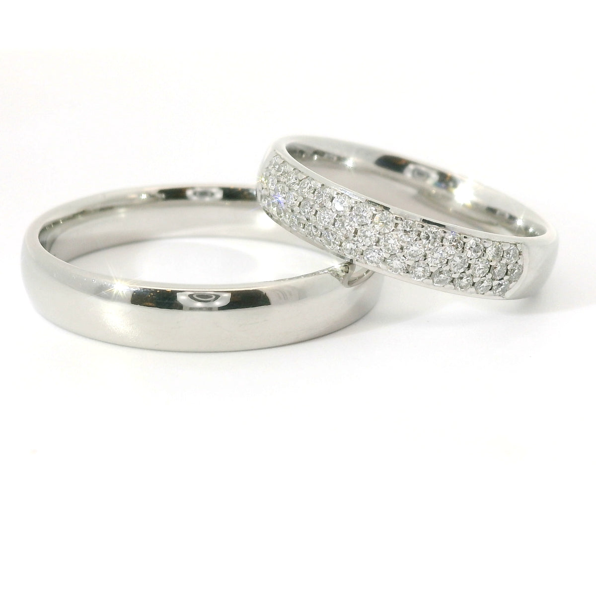 Eleganter Platin 950 Ehering mit Diamant-Pavé | Max Kemper | 4,0 mm breit