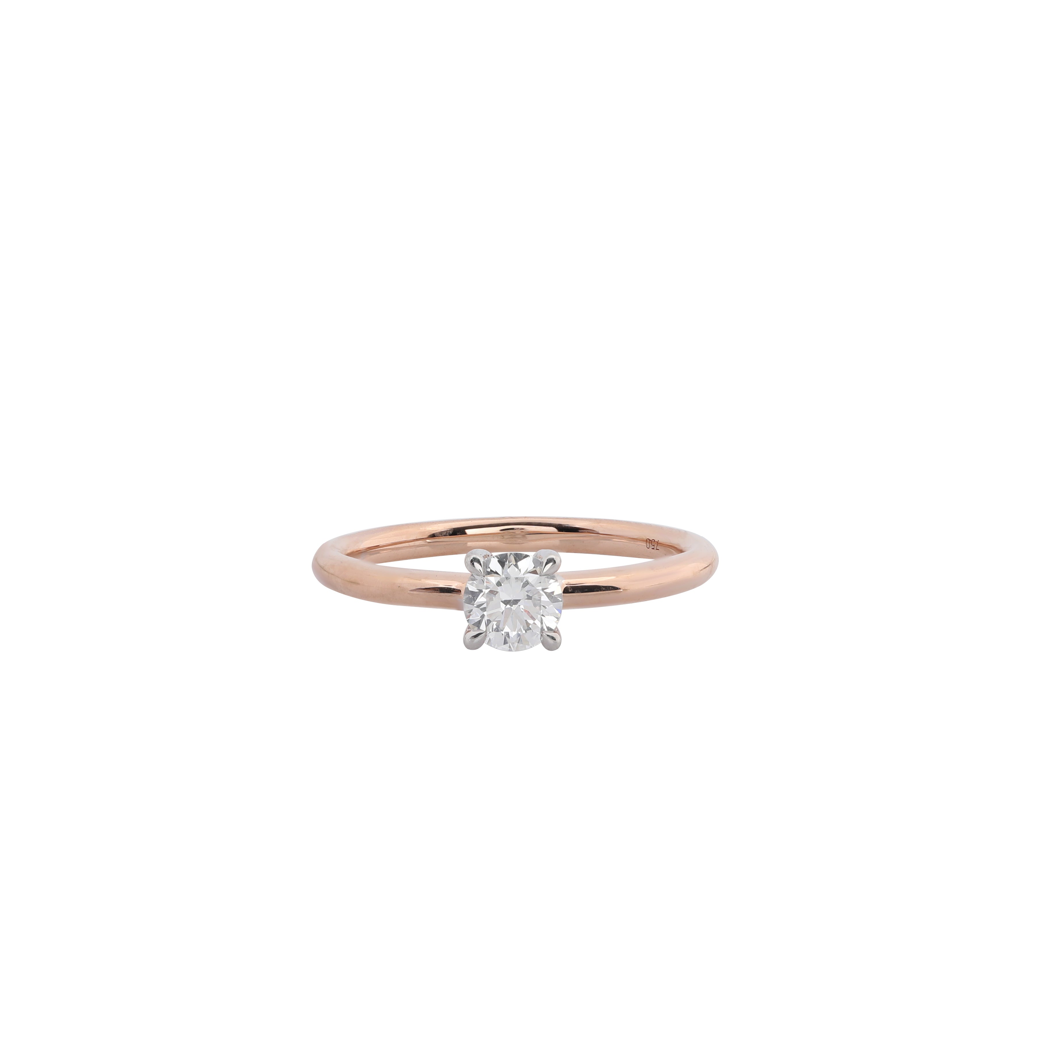 Rom Ring von Nayhera – Solitärring mit rundem Labordiamanten, Roségoldschiene und weißen Krappen Engagement Ring Lab-Grown Diamond