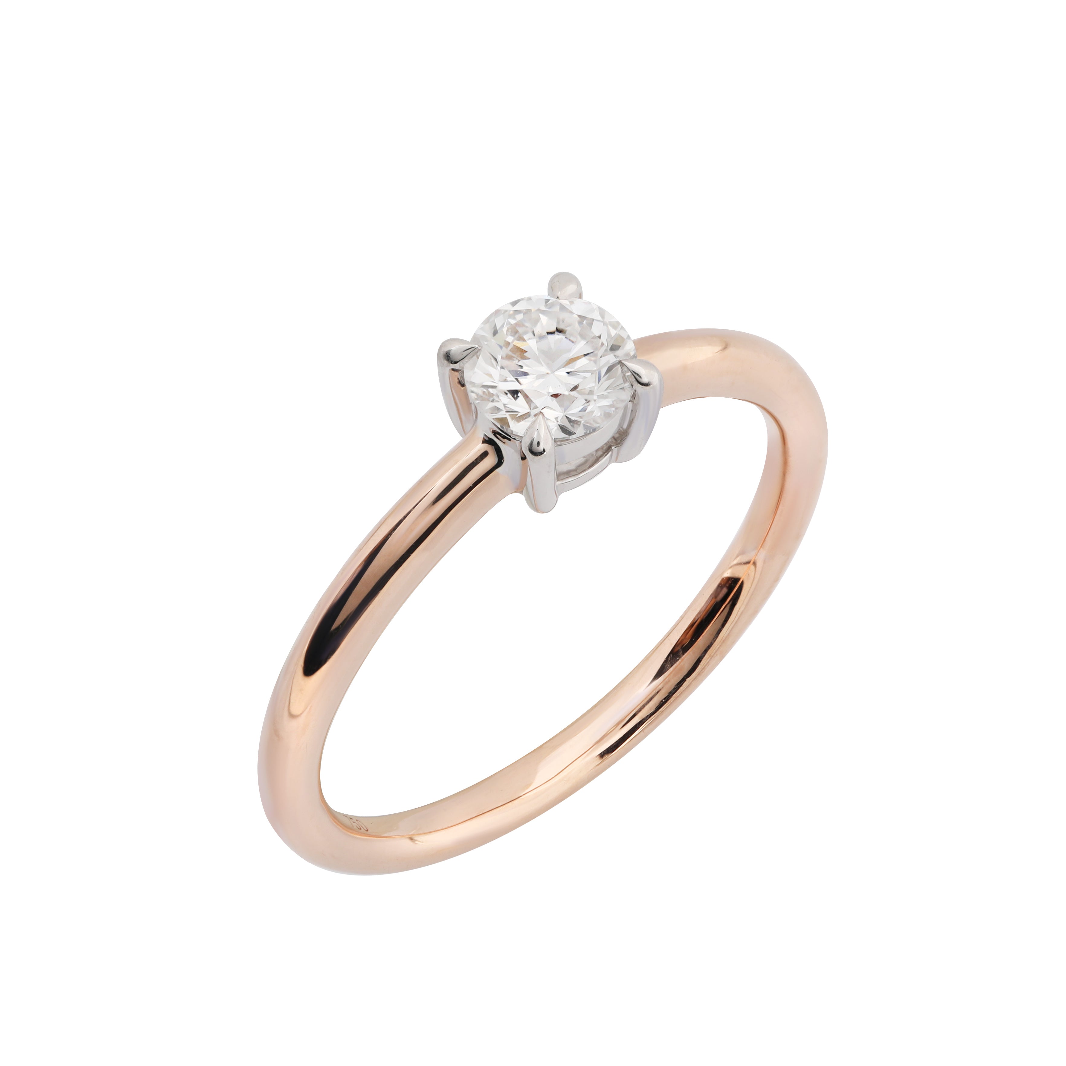 Rom Ring von Nayhera – Solitärring mit rundem Labordiamanten, Roségoldschiene und weißen Krappen Engagement Ring Lab-Grown Diamond
