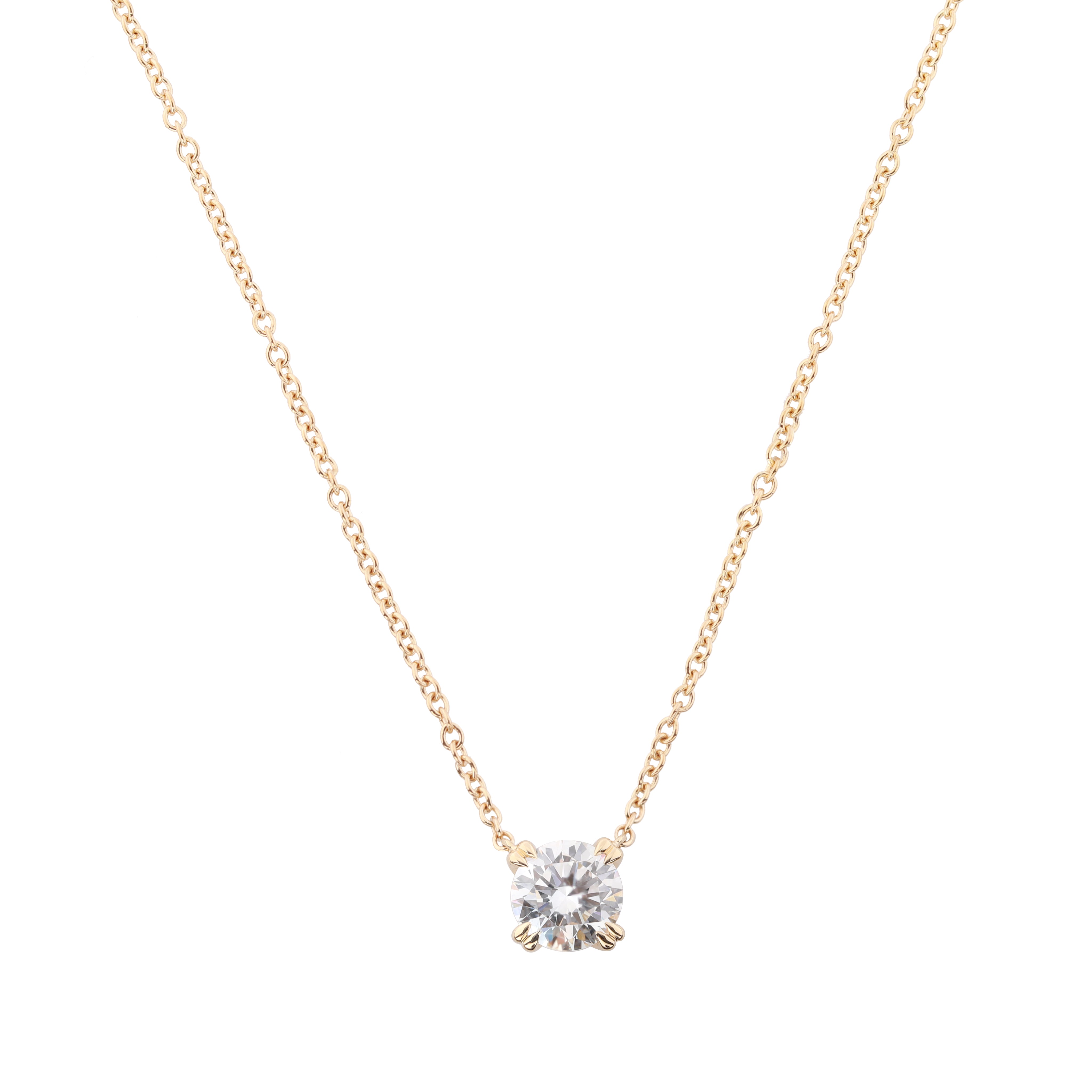 Kette Labordiamant Solitärkette Brillantkette Gelbgold